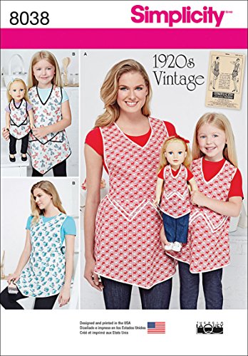 Simplicity Patterns Misses, Child & 18 Inch Doll Vintage Aprons Size: A (S - L/S - L), 8038