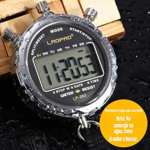 LAOPAO Digital Stopwatch, Waterproof 1/100 Second Precision Timer,Pocket Large LCD Screen Alarm Clock for Football Sports Coach…
