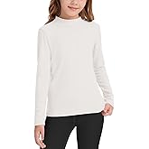 QBK Girls' Mock Turtleneck Fleece Basic Long Sleeve Shirt Casual Tee Tops for Toddler Kids (2t-12Years)