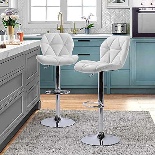 Yaheetech Bar Stools Set of 4 Adjustable PU Leather 360°Swivel Count