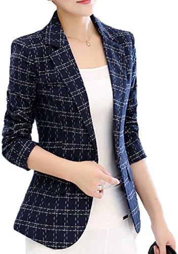 SiYuan Womens Fashion Work Office V Neck Fake Pocket Blazer Jacket US8/Tag 3XL Blue 1588