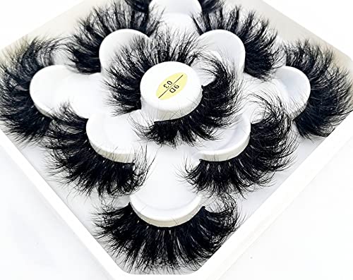 HBZGTLAD new 5 Pairs 25 mm 3d Mink Lashes Bulk Faux
