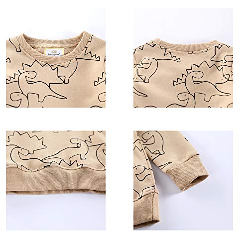 BIBNice Boys Outfit Sets Toddler Clothes Long Sleeve Top and Pants Kids Clothing Dinosuar 5T - Thumbnail 3