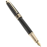 Urhomefull Fancy Black Fountain Pens with Real 24K Gold Trim, Luxury Pen with 24K Gilded Fine Nib and Ink Converter for Smooth Writing, Nice Pen Set for Men Women Birthday Chirtmas Gifts