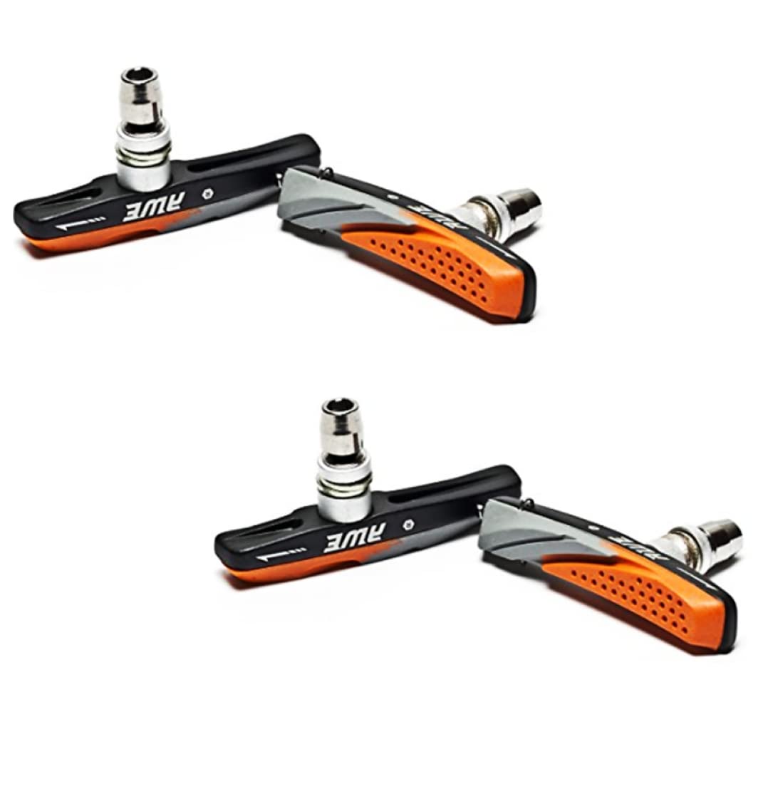 AWE X 2 Pairs MTB 72mm Two Tone Contour Design Brake Pads Grey/Orange