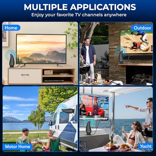 2026 Indoor TV Aerial, Digital TV Ariels Indoor 300+ Miles Long Range with Signal Booster for UK Freeview Local Channels, Amplified Digital TV Antenna Supports 4K 1080P HD with 13Ft Long Cable