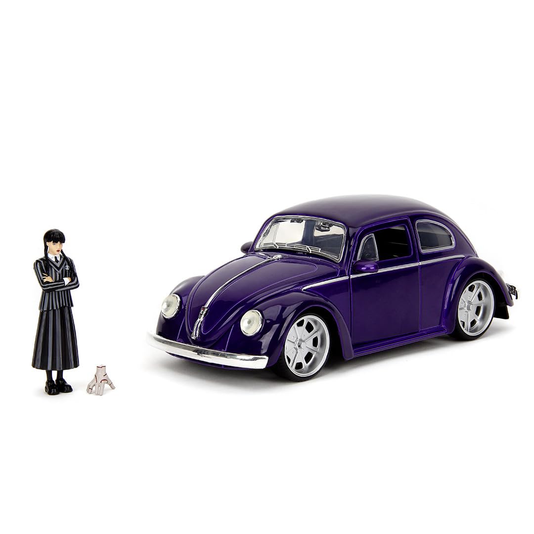 Jada Toys Wednesday Volkswagen Beetle with Figure 1:24- Toys for Kids and Adults