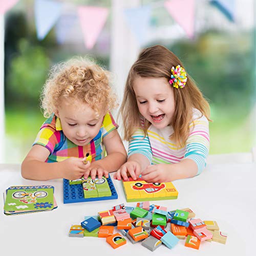 Bammax Jigsaw Puzzles for Toddler, Wooden Block Puzzle Peg Board Set with Flash Cards Educational Preschool Montessori Toys Gift Set for Baby Infant, Colorful Fruit Puzzles Set, Learn Color Shapes - Thumbnail 6