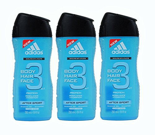 Adidas After Sport 3-in-1: Shower Gel, Shampoo & Face Wash 8.4fl oz. (Pack of 3)