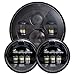 Black 7 Inch Led Round Headlight and 4.5 Inch Matching Passing Lamps Fog Lights for Harley Davidson Motorcycles