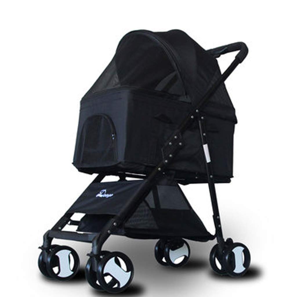 B07p72sqtd Pink ペットのベビーカー別の犬のベビーカー折りたたみ式軽量分割四輪ペット車中小犬用ユニバーサルワゴン取り外し可能なコンパートメント付き 黒 黒 色 おでかけ用品 可愛いクリスマスツリーやギフトが