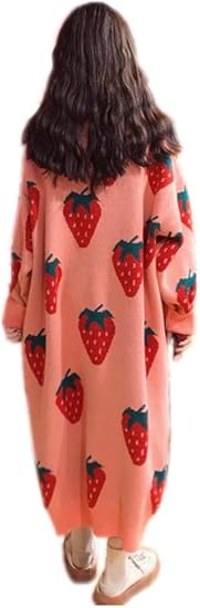 Amazon Co Jp Porin ワンピース ニットワンピース レディース ロング 秋冬 大きいサイズ セーター ゆったり 厚手 いちご 柄 刺繡 クリスマスセーター ハロウィーン ハロウィン 服 ファッション小物
