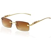 SDINM Rimless Sunglasses for Men Women Fashion Small Narrow Rectangle Sun Glasses Shades 90s Eyewear