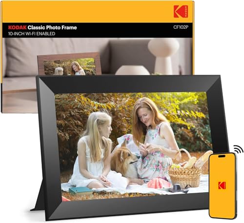 KODAK WIFI 10.1 Inch Digital Photo Frame, IPS Touch Screen, Share Photos and Videos via Email and APP, Digital Photo Frame with Auto-Rotation, Calendar, Alarm, Weather