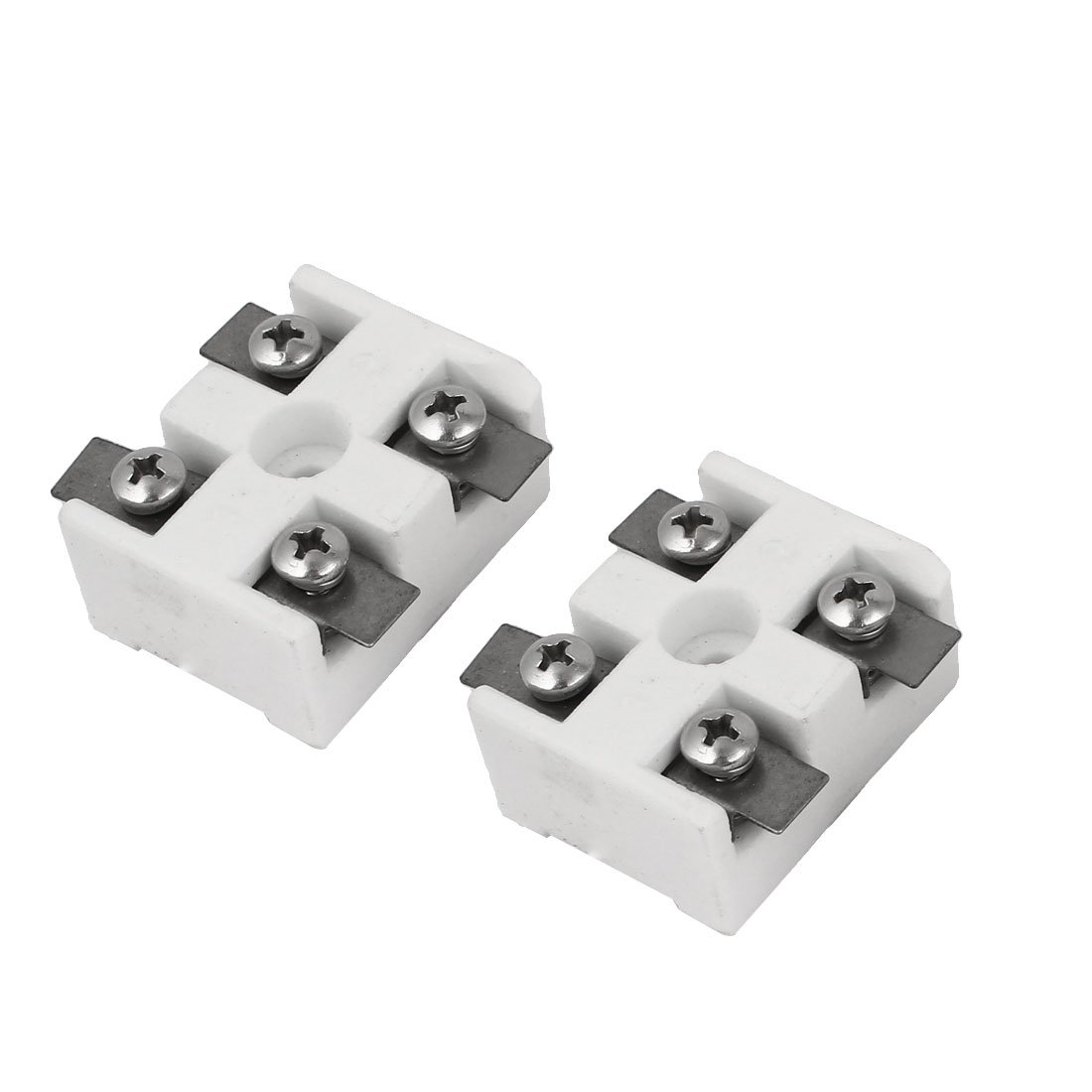 Sourcingmap Ceramics Terminal Blocks High Temp Porcelain Ceramic Connectors 2 Way for Electrical Wire Cable 30A 2 Pcs