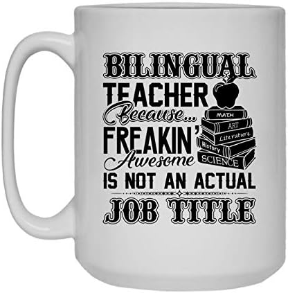 Bilingual Teacher Job Title Mugs, Coffee Mug, Coffee Mug Handle 15 oz