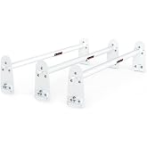 AA-Racks Model X316 Hightop 3 Bar Rain-Gutter Roof Rack Heavy-Duty Adjustable Steel High Roof Rack Matte White