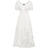 Scarlet Darkness Renaissance Dress Women Cottagecore Corset Dress Ruffle Maxi Dress with Pockets