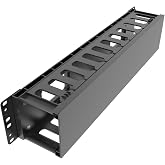 QiaoYoubang 2U Plastic 19" Rack Mount Cable Management 12 Slots | Disassembled Horizontal Rack Mount Organizer (2U440)