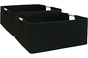 FUULOXE Storage Bin for Shelves Rectangle Closet Baskets Foldable Toy Box with Handles and Sturdy Cardboard for Nursery Home Office Car Dormroom 2Pack(B)