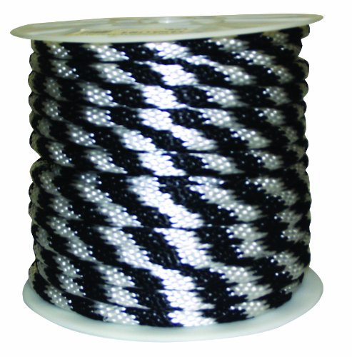 Rope King SBP-58140BW Solid Braided Poly Rope - Black /White - 5/8 inch x 140 feet