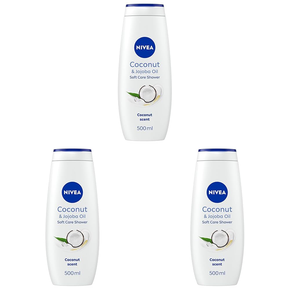NIVEA Coconut & Jojoba Oil Shower Cream (3 x 500ml), Moisturising Body Wash with Coconut and Jojoba Oil, Caring Body Wash for Women, for Soft and Supple Skin (Pack of 3)