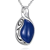 YAFEINI Moonstone/Lapis Lazuli/Pink Opal/Larimar Necklace Sterling Silver Irish Teardrop Necklace Jewelry Christmas Gifts for Women Men