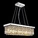 Siljoy Modern Rectangular Crystal Chandeliers 8 Lights Rectangle Raindrop Pendant Ceiling Light Fixture for Kitchen Island Dining Room, Adjustable Height, Polished Chrome Finish, L40 x W10 x H10