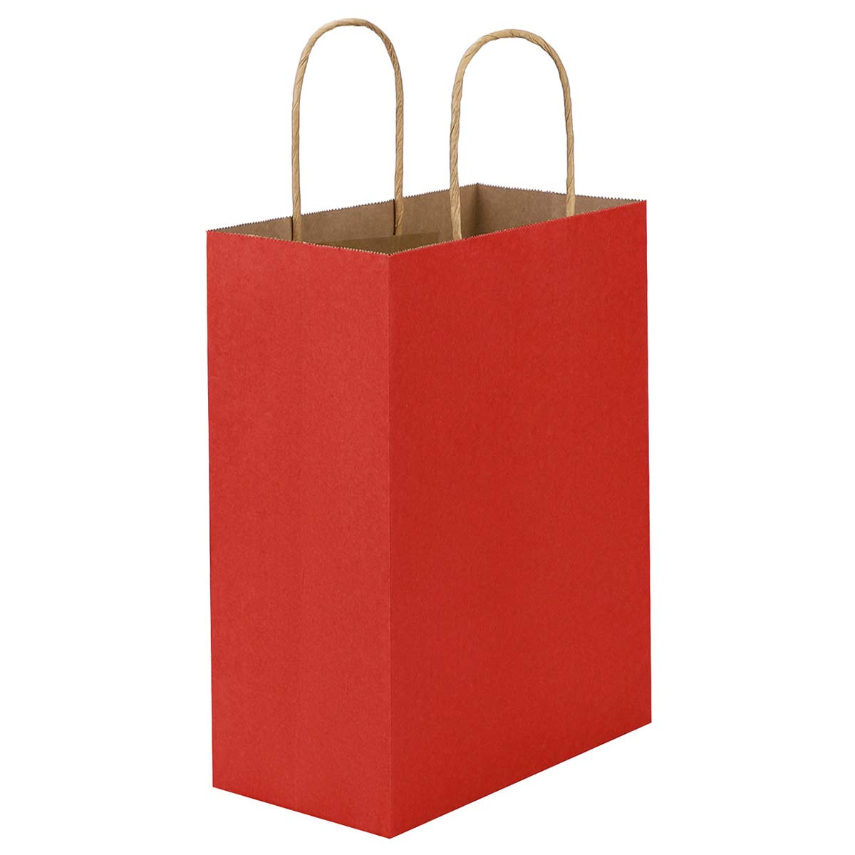 10 x Large Kraft Party Bags - Reusable Present Treat Bags with Handle for Birthday, Wedding, Christmas Party, Shopping, Baby Shower, Bridal Shower (Red)
