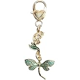 SHTALHST Dragonfly Keychain with Rhinestones Sparkling Dragonfly Keycharm for Women Elegant Insect Keyring Gift