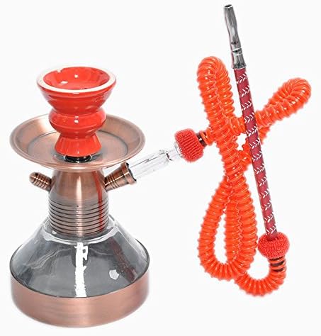 Babilon 7.1" Premium Shisha Hooakh Complete Set One Hose Narguile Maya Design Hookah water in glass smoking pipe (Red)