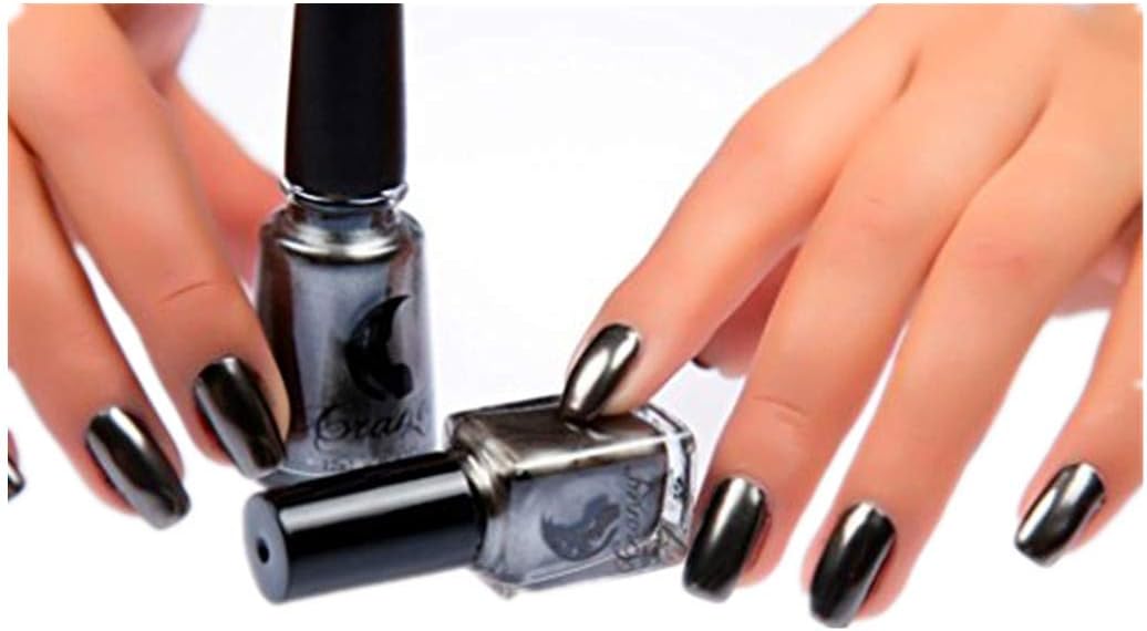 Mirror Chrome Effect Nail Art Polish Metal Color Stainless Steel Nail Polish … (Black)