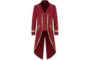 WISHU Mens Steampunk Medieval Jacket, Gothic Victorian Renaissance Tailcoat Vampire Halloween Costume Vintage Frock Coat