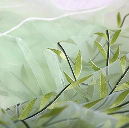 Sheers Curtains Willow leaf Tulles 3D Window Sheer Curtains for Living Room Curtains for Bedroom Kitchen , green , 1pc(200x270cm)