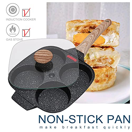 Egg Frying Pan, Pancake Pan With Lid Nonstick 4 Cups Fried Egg Pan