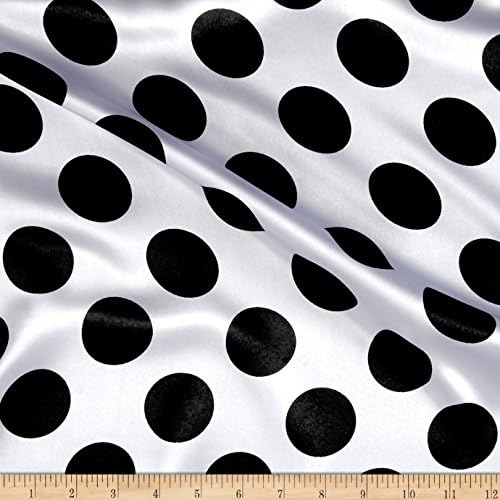 Charmeuse Satin Polka Dot White/Black Fabric By The Yard