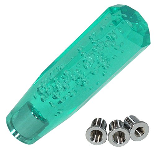 Universal Jdm 150mm Octagonal Crystal Teal Mini Bubble Style Shift Knob with Adapters
