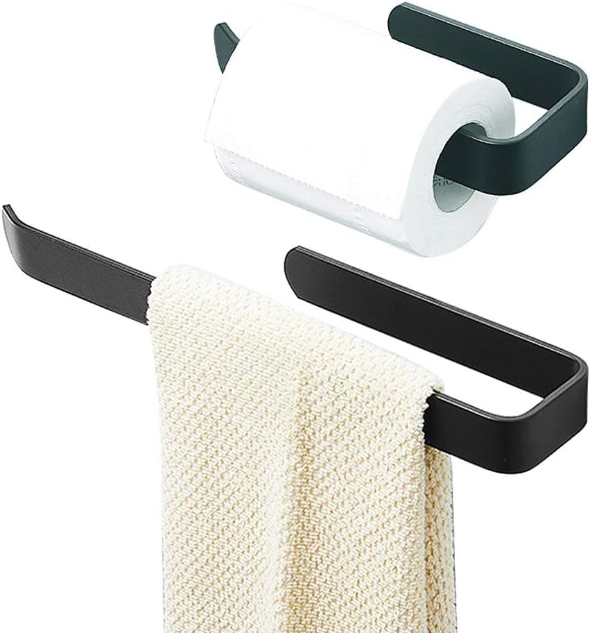 AIFUSI Bathroom Towel Rails, Pack of 2, Black, 19 cm / 32.5 cm, U-Shape, Body Mounting, Modern Design, Easy to Install, No Drilling