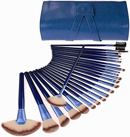 24 Piece Makeup Brushes Set | Horse Hair Professional Kabuki Makeup Brush Set Cosmetics Foundation Makeup Brushes Set Kits with Blue Case Bag