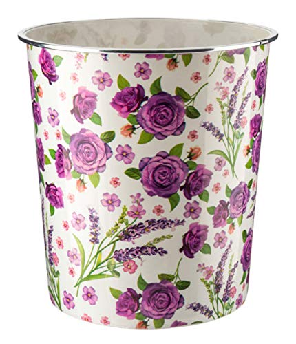 Plastics Colourful Flowers Floral Waste Paper Bin (Purple Flower)