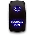 Windshield Wiper - Blue - Laser Etched 5-Pin Double Pole Single Throw Windshield Wiper Maintained ON-Off DPST Toggle Switch 20A 12V