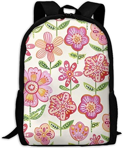 HWRECXVERW Pink Ornate Floral Flowers(3009) Fashion College Backpack For Travel, Business, Laptop & School.