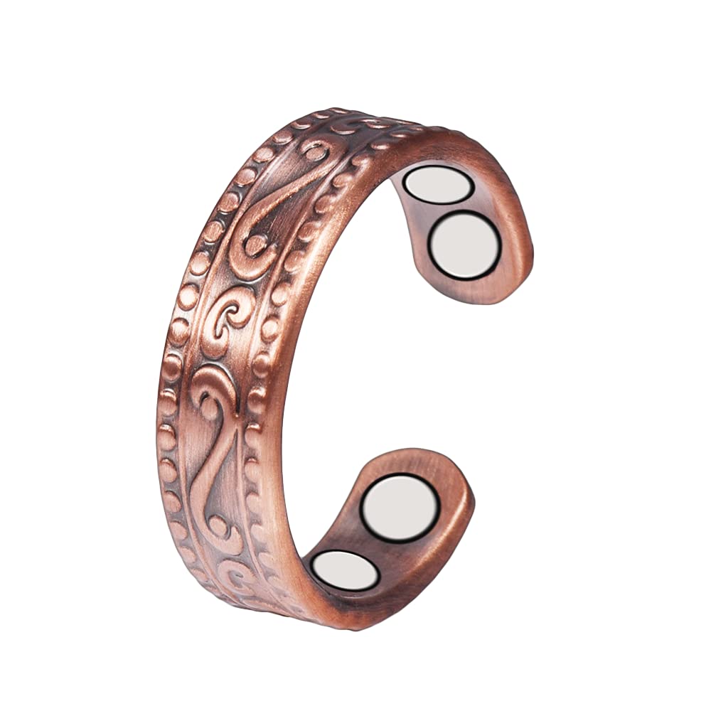YINOX CPR-0955 Magnetic Copper Ring for Women Men Antique Adjustable Healthy