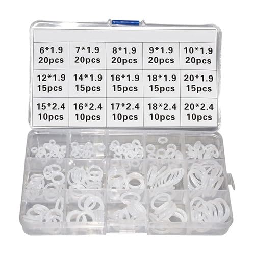 Photo 1 of 225 PCS VMQ Grade Silicone O Ring Assortment Rubber Silicone Seal Kit 15 Different Sizes o-Ring, Metric Sizes from 6 mm O.D. to 20 mm O.D.