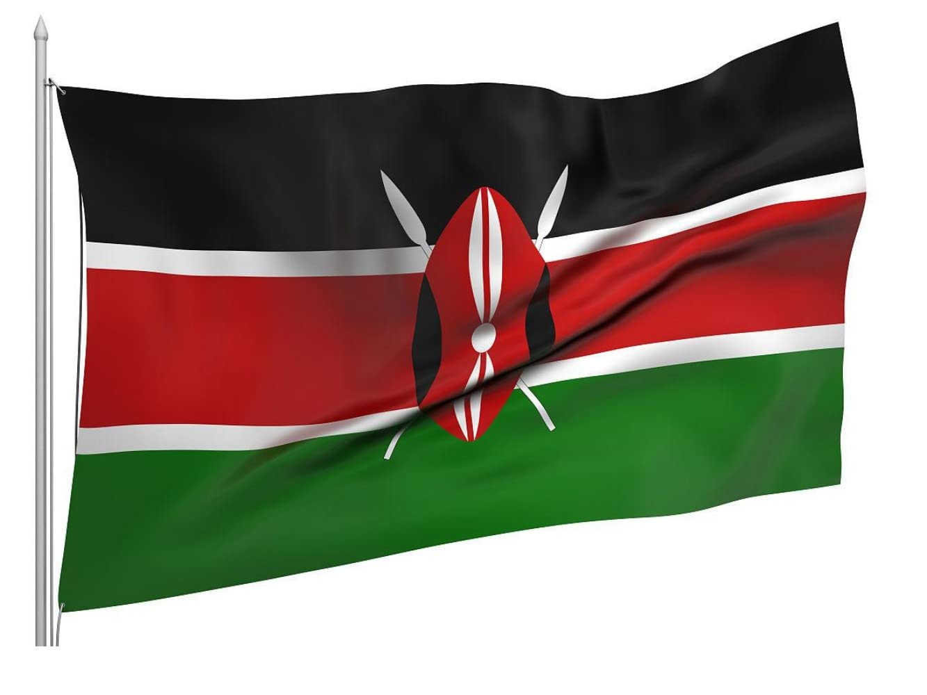 3x5 Ft Kenya Flag Large Flag Of Kenya 90 X 150cm With 2 Brass Grommets Kenya National Flag For Party Festival Procession Celebration Sport Activities Garden Home Indoor Outdoor Decoration — image 1