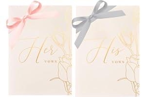 Bride Groom Wedding Vow Books His and Hers Pink Gray Ribbon Wedding Essentials Accessory for Ceremony Couple His and Hers Vow