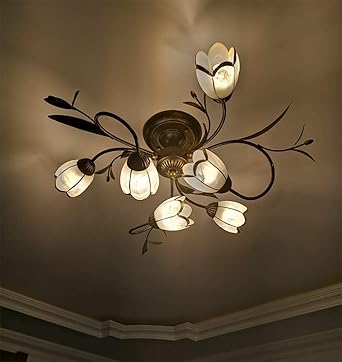 Led Deckenleuchte Wohnzimmerlampe Kreativ Design Blumen Glas Lampenschirm Deko Licht Deckenlampe Modern Metall Deckenbeleuchtung Fur Esszimmer Schlafzimmer Wohnzimmer Arbeitszimmer 6 Flammig E14 Amazon De Beleuchtung