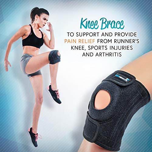 Knee Brace - Knee Brace for Men and Women - Knee Support for Injury Recovery and Knee Pain Relief - with Open Patella Design - Adjustable Straps - One Size - Keenhealth K-NB-357