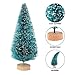 CEWOR 48pcs Mini Christmas Trees Artificial Mini Sisal Trees Bottle Brush Trees Artificial Snow Frost Trees for Christmas Home Holiday Party Decorations (Blue-Green,6 Sizes)