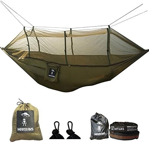Xblack Camping Hammock, Mosquito Net Outdoor Hammock Travel Bed Lightweight Parachute Fabric Double Hammock For Indoor, Camping, Hiking, Backpacking, Backyard (Army Green)